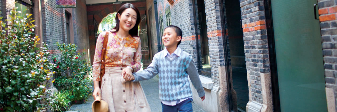 Mother And Son Walking